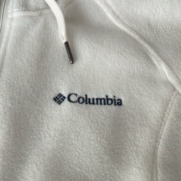 Columbia full zip hooded fleece jacket Cream Womens size M Warm Comfy Neutral - Picture 4 of 12